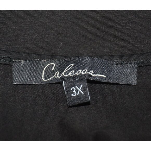 Caleooa Black Boho Embroidered Floral Pullover Blouse Top Plus Size 3X Tunic - Picture 9 of 11